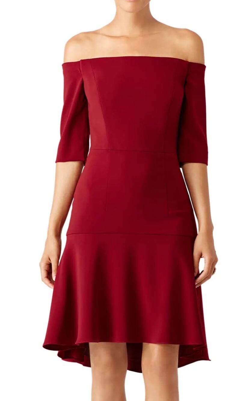 Milly Burgundy Cocktail Dress SIZE 6 High Low Off Shoulder Party Designer $435